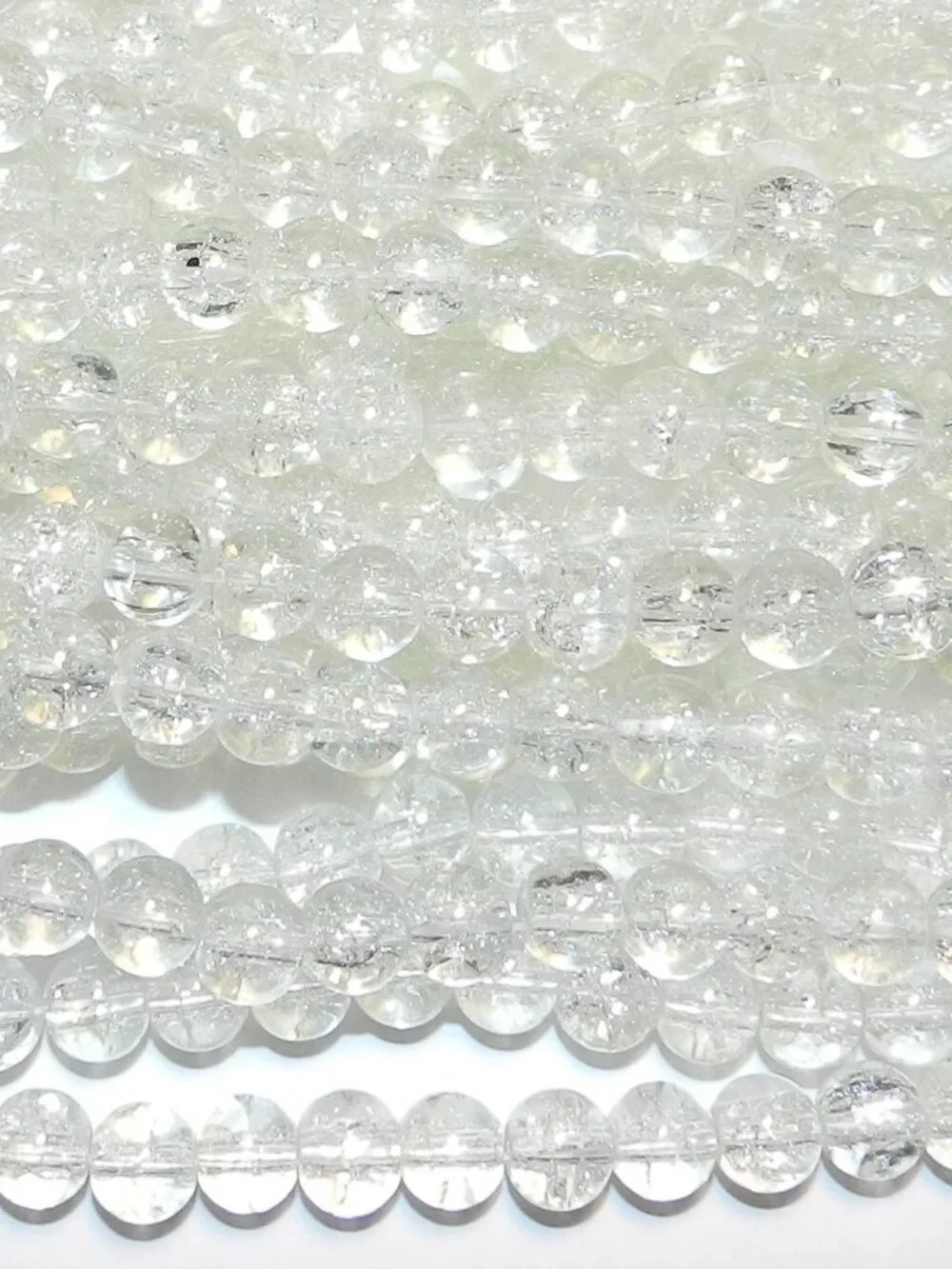 Crystal Clear 8mm Round Crackle Glass Beads 32